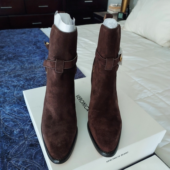NIB Veronica Beard Sohelia booties, brown suede, size 8 - Picture 13 of 15